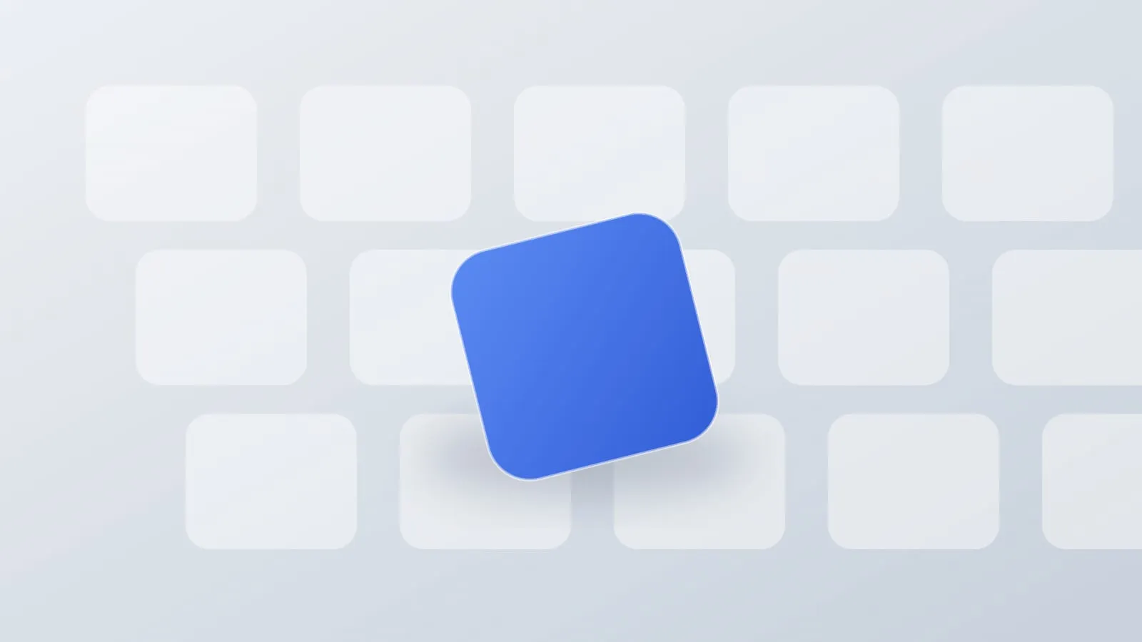 Silver landing page hero with a floating blue 3D cube